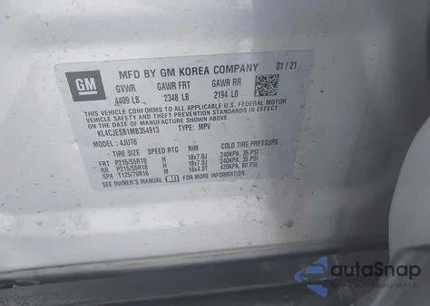 2021 Buick Encore Preferred z USA, uszkodzony, nr VIN KL4CJESB1MB354913